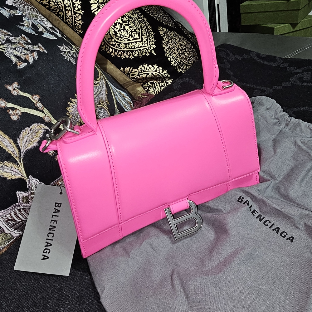 Balenciaga Hourglass XS 2 Way Hand Shoulder Bag Barbie Pink